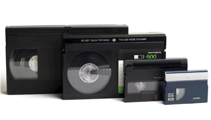 VHS, Betamax and Hi8 video tapes ready for transfer