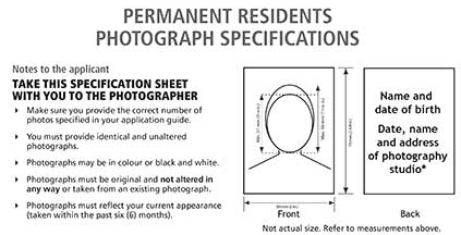 Canadian Permanent Resident photo specifications