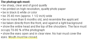 Norway passport photo specification
