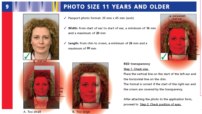 Netherlands (Holland) passport photo specification