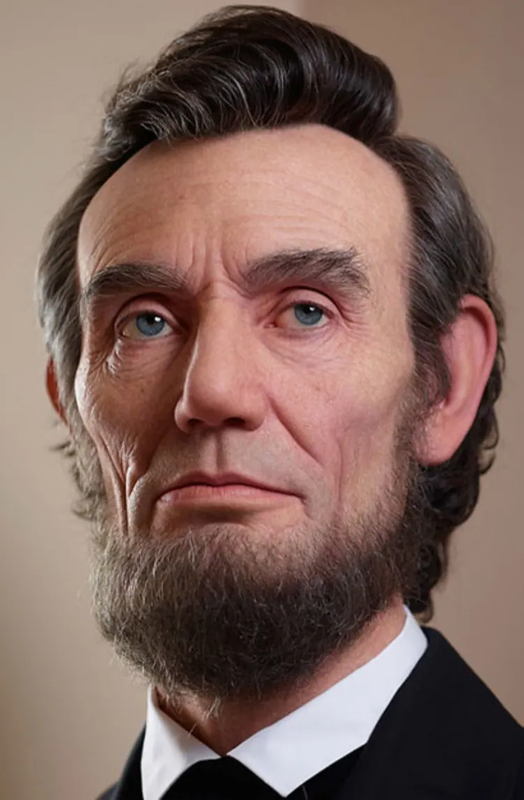 Modern artist's rendering of a professional headshot of President Abraham Lincoln