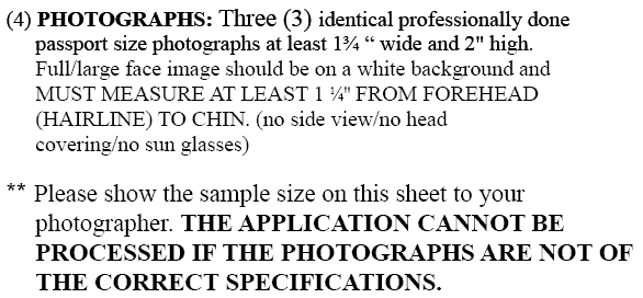 Trinidad and Tobago passport photo specification