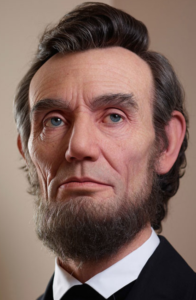 Modern artist's rendering of a professional headshot of President Abraham Lincoln