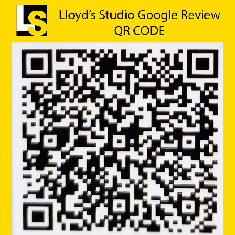 QR code that opens Lloyd's Studio Google review page