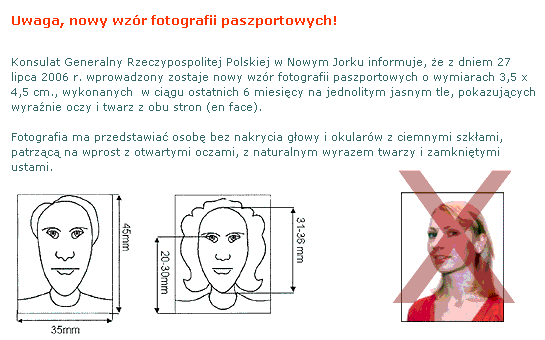 Poland passport photo specification