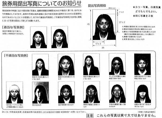 Japan passport photo specification