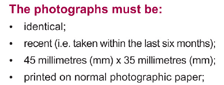 Great Britain (UK) passport photo specification